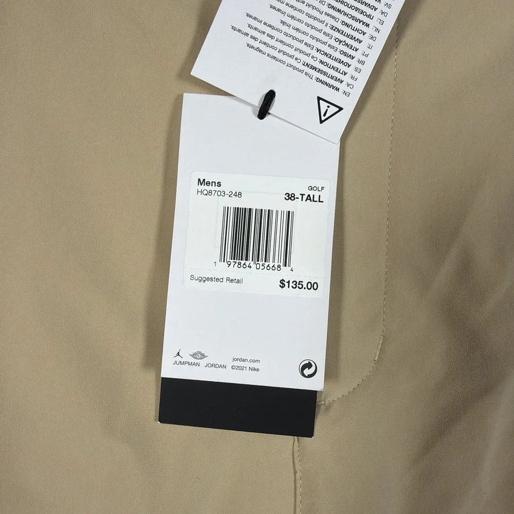 Nike Air Jordan Cargo Golf Shorts Mens Size 38 Tall Khaki Tan HQ8703-248 NWT